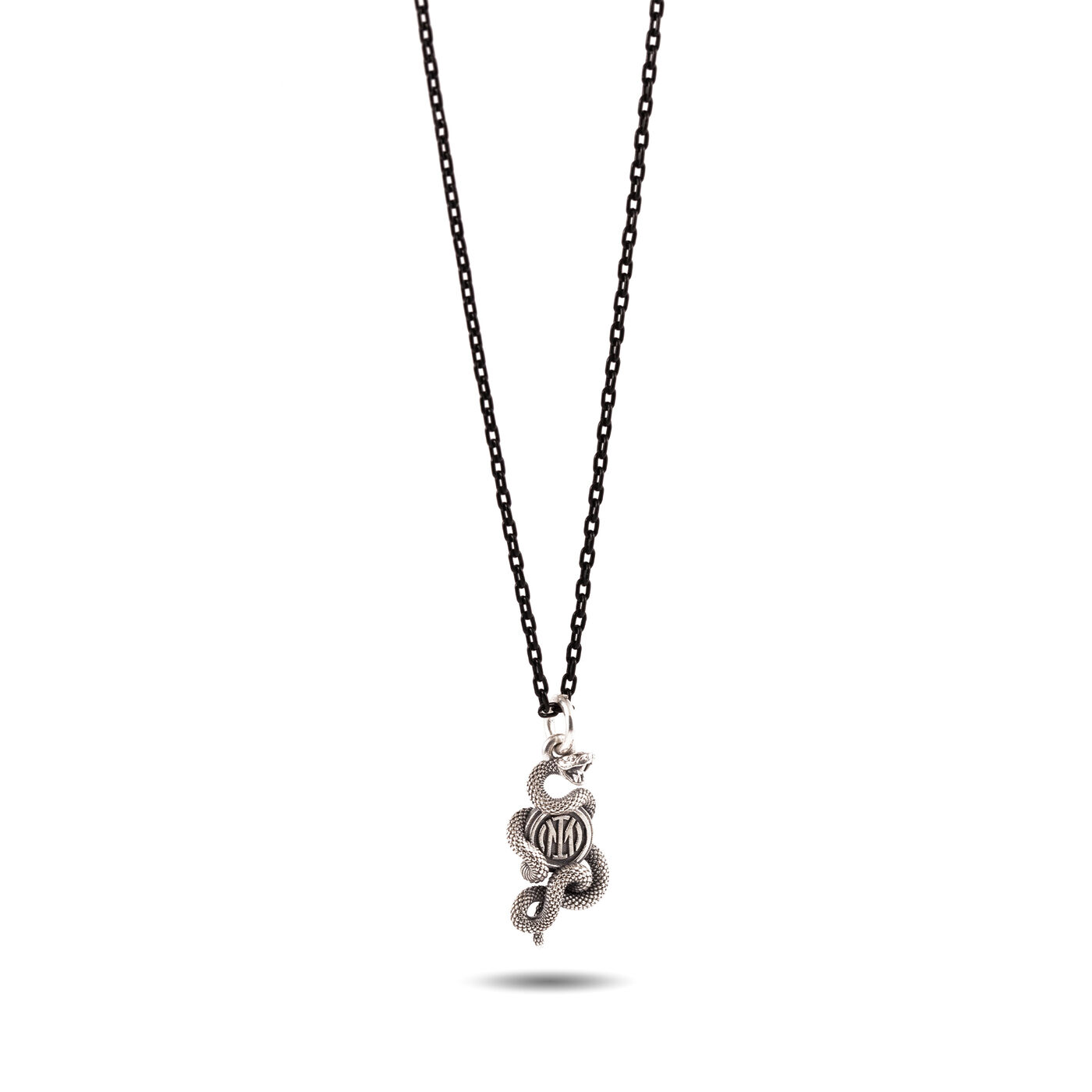 Image IM INTER X NOVE25 2STARS BISCIONE SILVER PENDANT NECKLACE WITH ENAMEL
