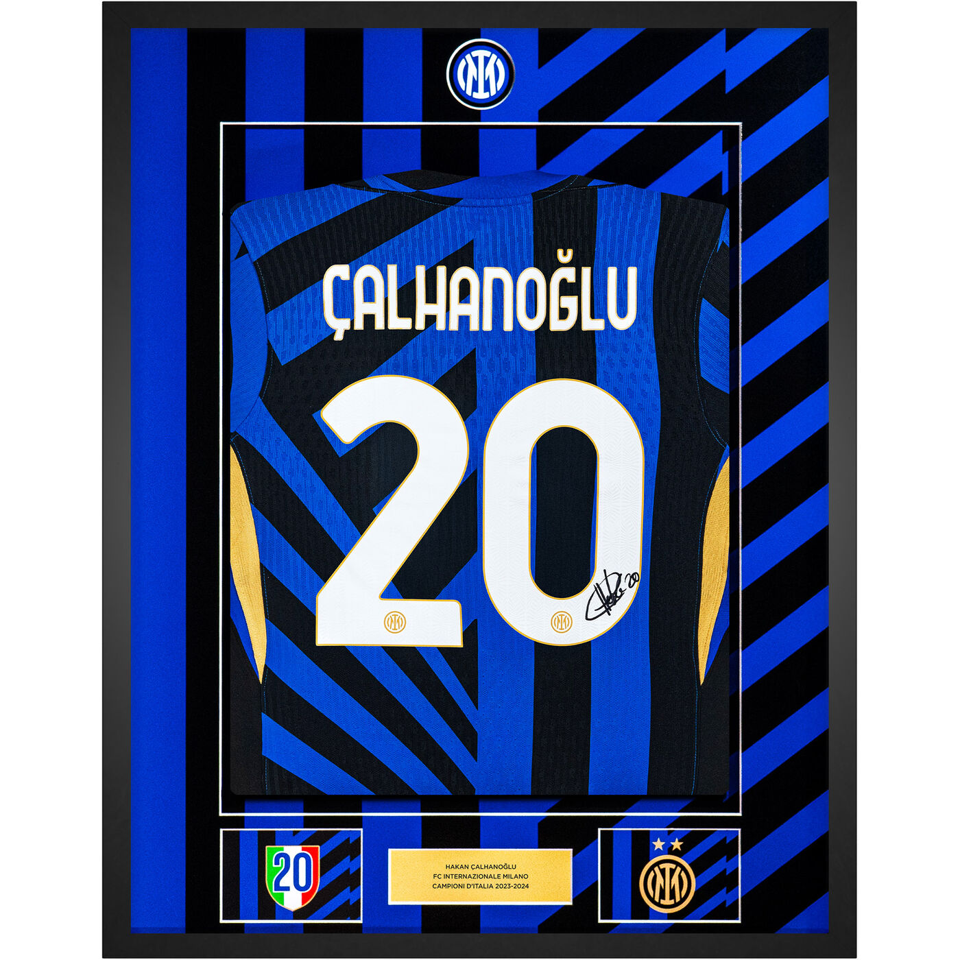 Image IM HOME MATCH JERSEY 2 STARS 2024/25 SIGNED BY CALHANOGLU