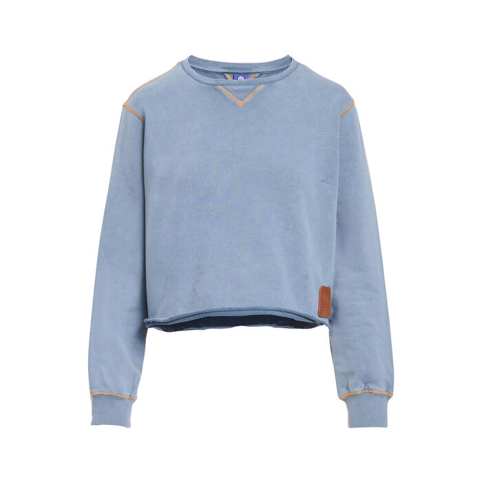 Image IM DENIM CROP-SWEATSHIRT STONE WASH FRAUEN