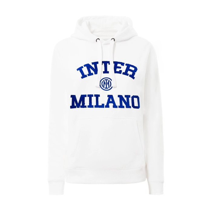 INTER FELPA CAPPUCCIO COLLEGE DONNA BIANCA LOGO BLU