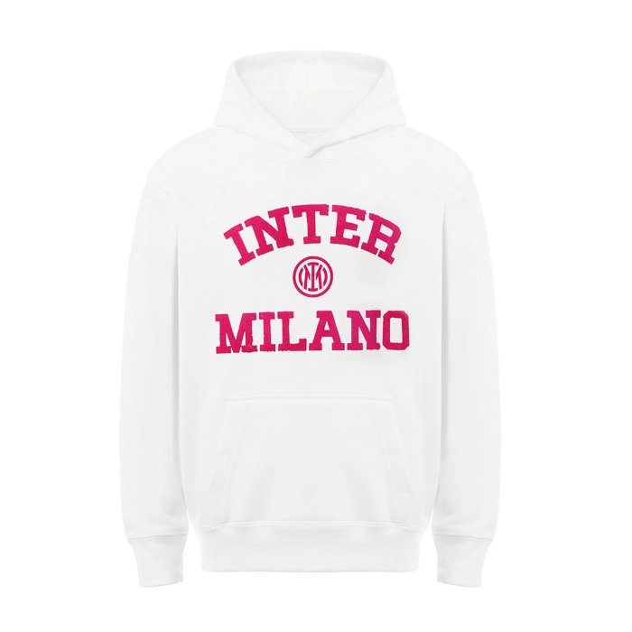 INTER WHITE HOODIE TOP PINK LOGO COLLEGE EDITION - KIDS