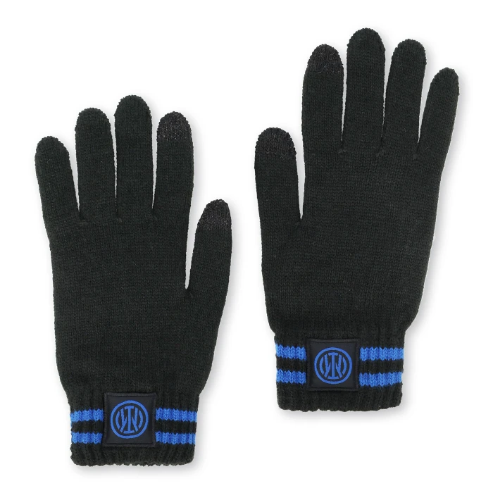 INTER KNITTED STRIPED GLOVES WITH BLUE LOGO